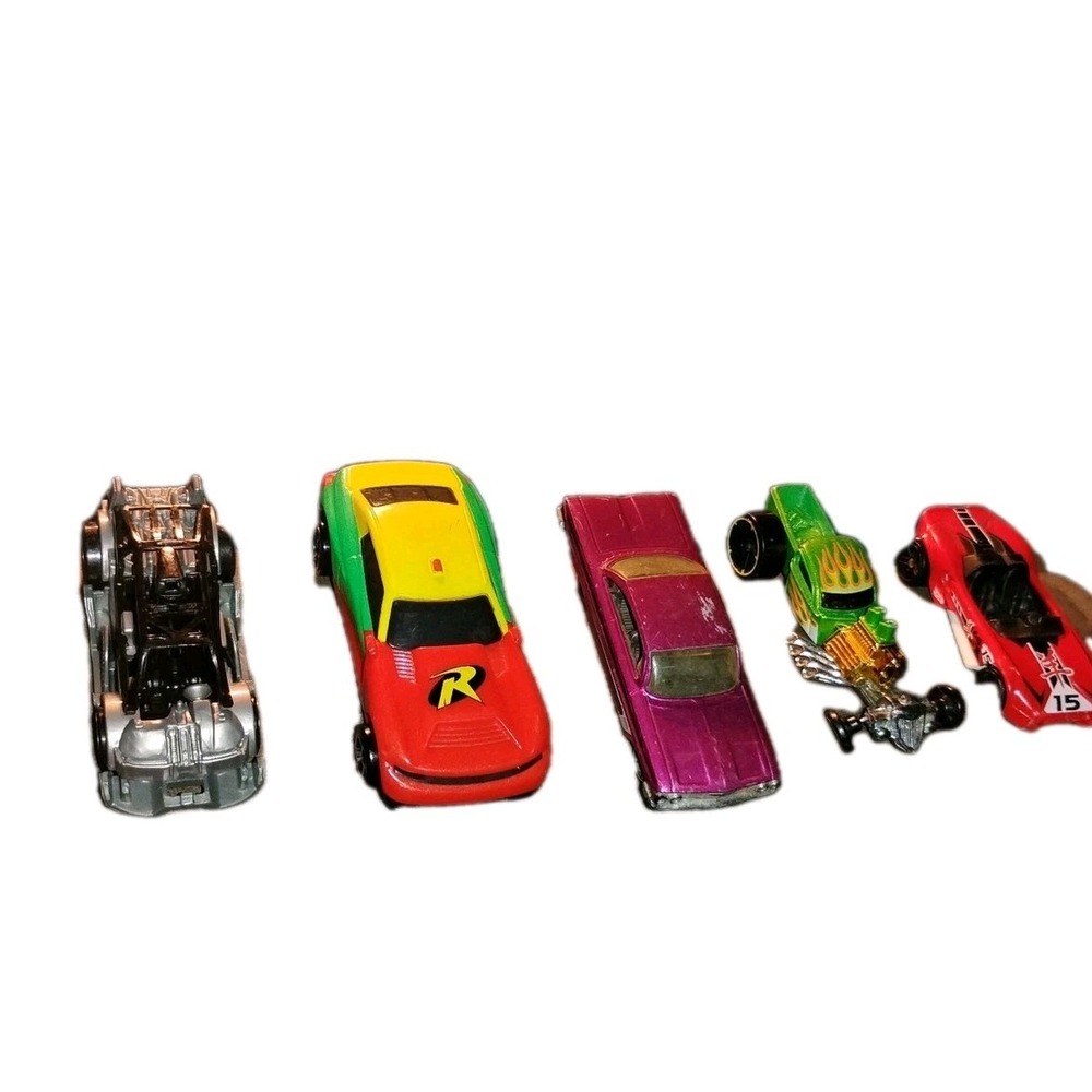 Lot of 5 Hotwheels Cars 1 Vtg Removable Cage, Carbonic, Impala, Dragster, Batman